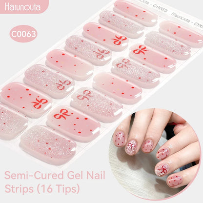 Gradient Auroras Semi Cured Gel Nail Strips Sparkly Shinning DIY Gel Polish Stickers for Nails Works with UV/LED Nail Lamps