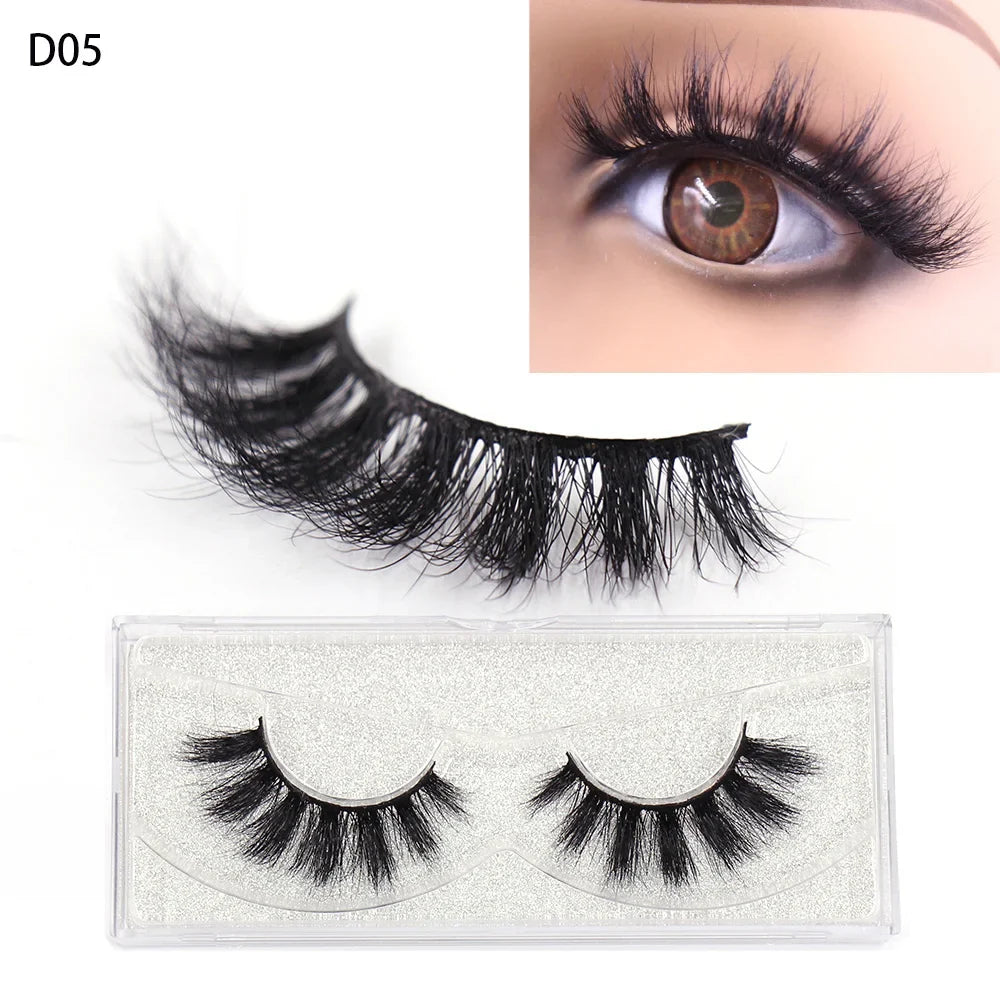 LEHUAMAO 5D Mink Hair False Eyelashes Wispy Cross Natural Mink Lashes Fluffy Eyelash Extension Tools Makeup Handmade Eye lashes