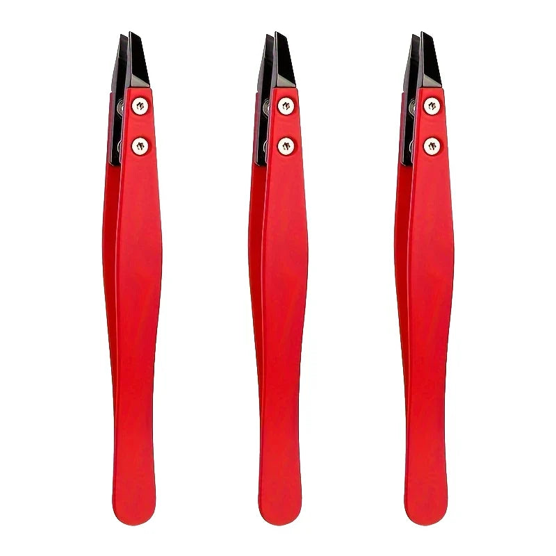 Zirconia Ceramic Pointed Tweezers Stainless Steel Tweezers with Slanted Tips Edges Eyebrows Beards Hair  Eyelash Tweezers