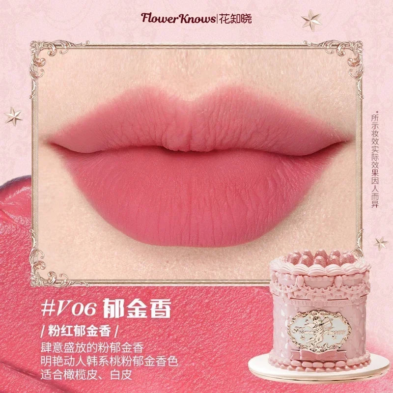 Flowerknows Strawberry Cupid Lipstick Cake Matte Velvet Lipgloss Lip Mud Makeup Korean Flower Know Lip Cream For Girls&Women