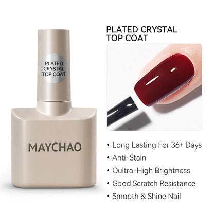 MAYCHAO 12ml Jelly Gel Nail Polish Semi Permanent Top Coat Soak Off UV LED Gel Art Nail Varnish Manicure Long Lasting Nail Gel