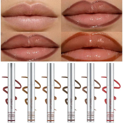 6 Color Waterproof Lip Liner Peel Off Tattoo Lip Gloss Lasting Matte Lip Tint Black Brown Contour Tear-off Makeup Stain Cosmetic