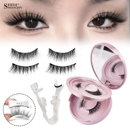 Magnetic Eyelashes 1/2 Pairs Handmade 3D Mink Lashes Reusable False Eyelashes Set Natural Long Fake Eyelash Makeup Tweezers Tool