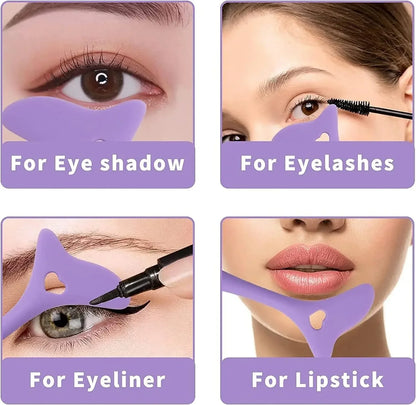 2Pcs Set Multifunctional Eye Makeup Tool Silicone Beauty Ruler Eyeshadow Highlight Lipstick Eyeliner Aid Tool Set