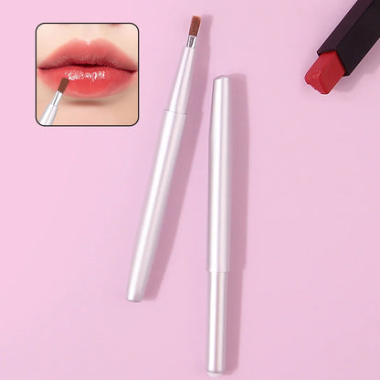 2pcs fashion telescopic lip brush lipstick brush telescopic portable round head dye cover makeup artist professional lip liner