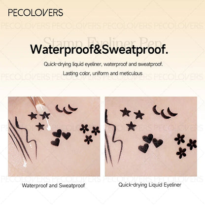 1PC Liquid Eyeliner Stamp - Waterproof, Slim Gel Felt Tip with Heart, Star, Triangle & Flower Shapes for Creative Eye Makeup