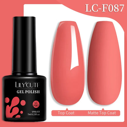 LILYCUTE 7ML Colorful Gel Nail Polish 129 Colors Long Lasting For Manicure Semi Permanent Base Top Coat Nail Art UV Gel Varnish