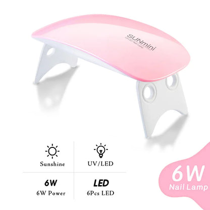 6PCS Extension Nail Polymer Gel Set 15ML Quick Building UV/LED Gel with Nails Mini Lamp for Manicure Extension Art DIY Tools Kit