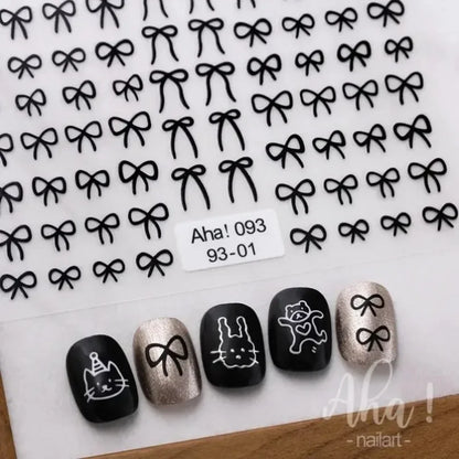 3D Small Bow Ribbon Bowknot Y2K Nail Sticker MIni Kawaii Japanese Adhesive Decals Nail Art Manicure Decorations DIY
