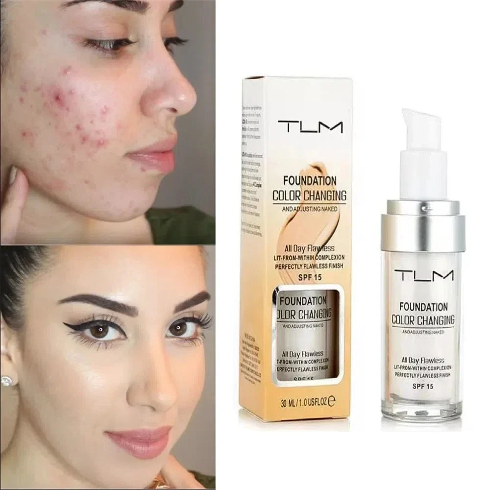 30ML TLM Foundation Color Changing Makeup Base Nude Face Full Cover Matte Concealer Long Lasting Make Up Liquid Foundation Cream