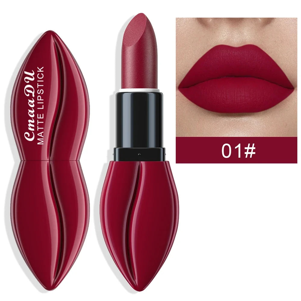 1pcs Matte Lip Gloss Lipstick, High Pigment Waterproof Velvet Long Lasting, Deep Red, Nude, Y2K Christmas Valentine's Day Gifts