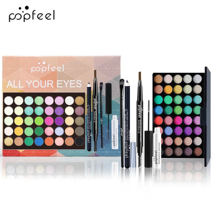 All in One Makeup Kit Gift Set with Eyeshadow Palette Foundation Lip Gloss Blush Brushes Eyeline Mixed Color Paste Long lasting