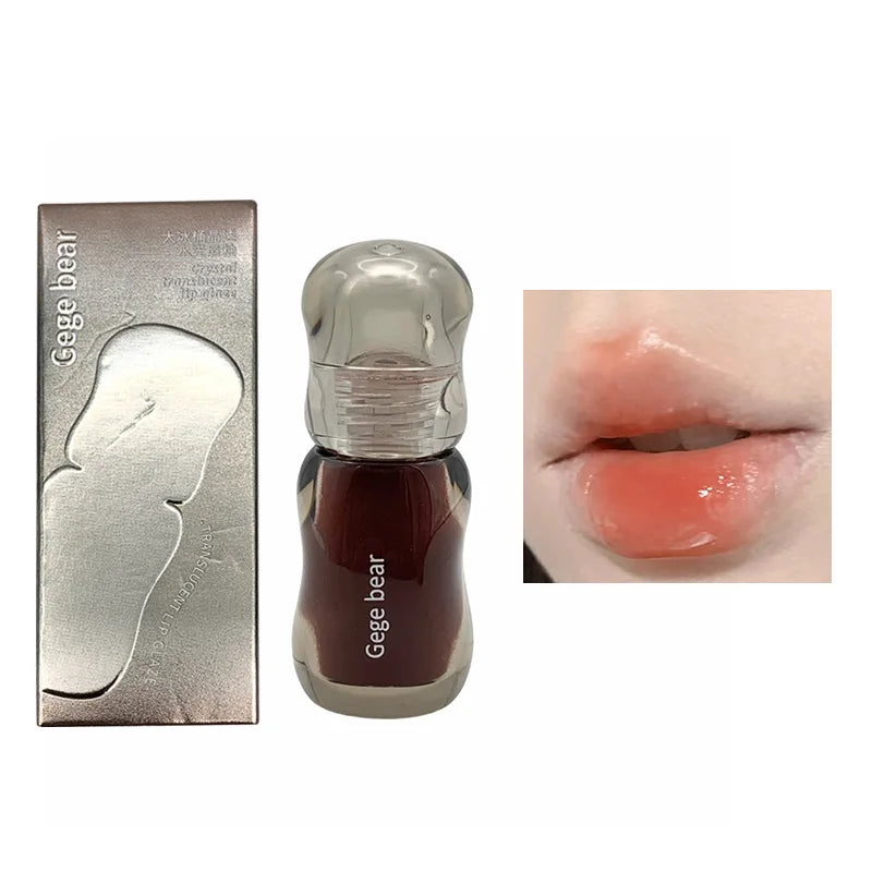 Gege Bear Crystal Gloss Lip Tint — Autumn/Winter Hydrating Formula, Mirror-Gloss Finish, Youthful Plumping Effect