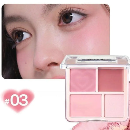 4-Color Blush Highlighter Palette Matte Shrinking And Brightening Shades Smooth Texture Blush+Contour+Highlighter Korean Makeup