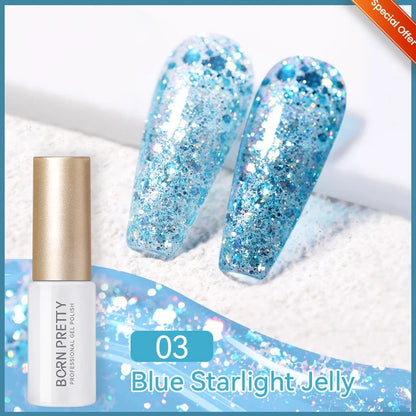 BORN PRETTY 10ml Sliver Carat Mirage Reflective Glitter Gel Nail Polish Sparkling Ultra Shine Soak Off UV Nail Art Gel Varnish
