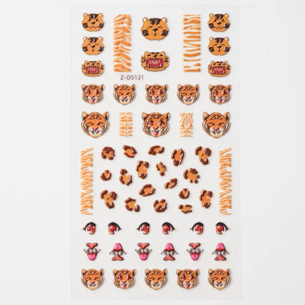Lovely Cat Nail Decals 3D Animal Cartoon Dog Scrawl Relief Self Adhesive Nail Art Stickers Cute Puppy Kitty Y2K Nails Decoration