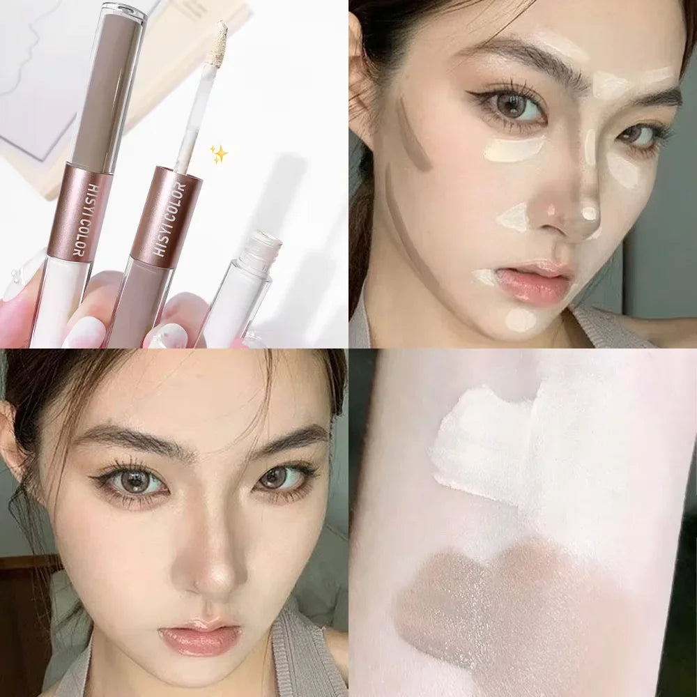 HISYI Dual-End Liquid Highlighter Pen, Skin Brightening & Contouring Stick, Natural Contour, Long-Lasting, Waterproof