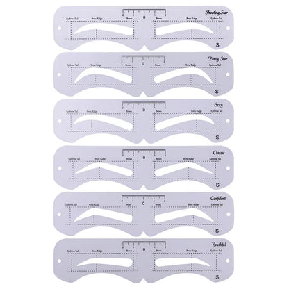 The New Fixed PVC Eyebrow Shaper Template Can Be Reused With High-quality Stickers For Elegant Eyebrow Makeup Tools 6PCS