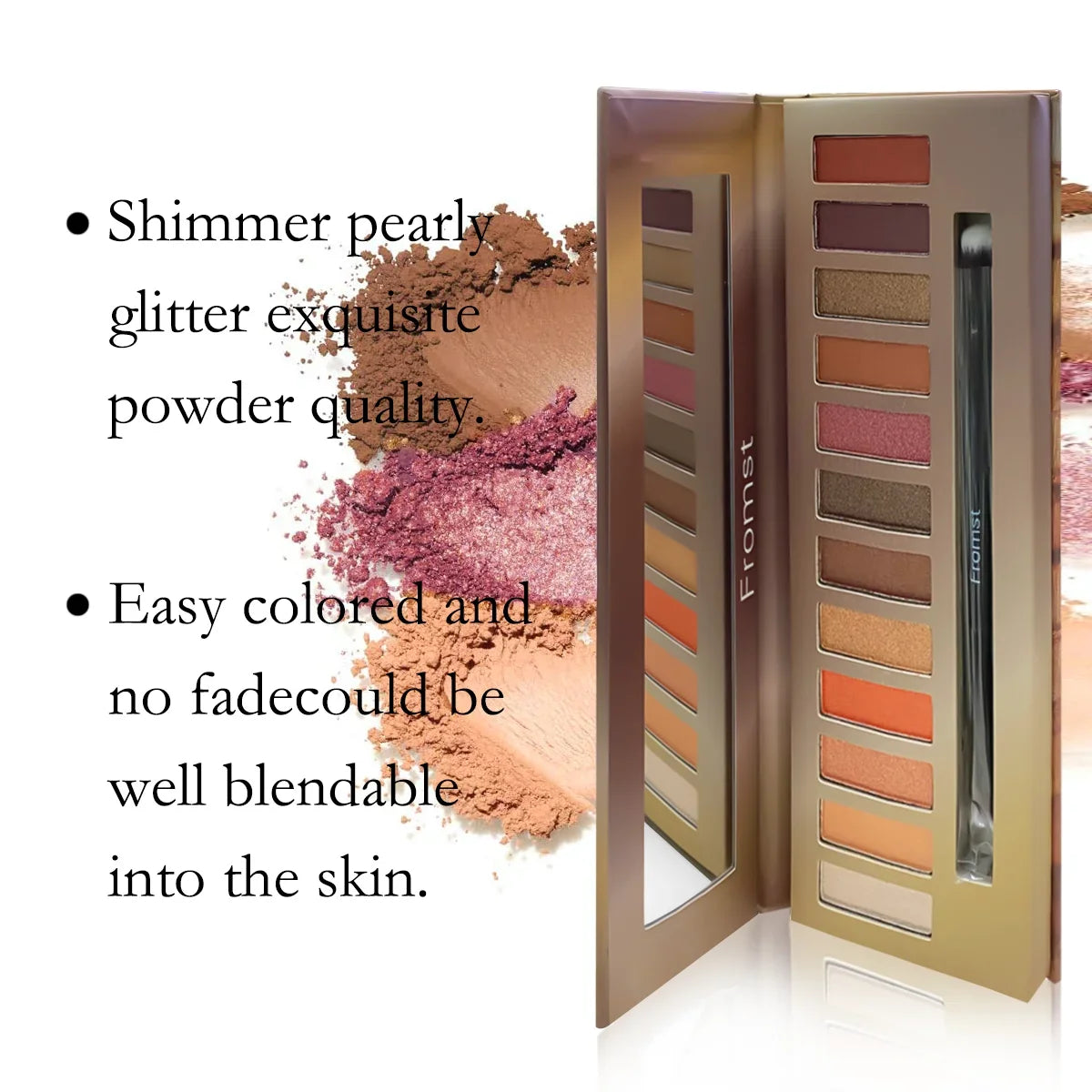 12-Color Eyeshadow Palette - Pearlescent Shimmer Waterproof 30g