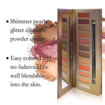 12-Color Eyeshadow Palette - Pearlescent Shimmer Waterproof 30g