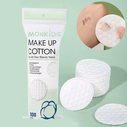 100/200pcs Soft Round Cotton Pad With Double-sided Texture Daily Facial Cleaning Makeup Removal Skin Care For Home And Travel Us