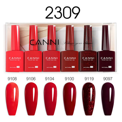 6pcs*9ml CANNI HEMA FREE Nail Gel Polish Set Gorgeous Color Semi Permanent Pigmented Painting Gel Soak off UV LED Gel Nails Kit