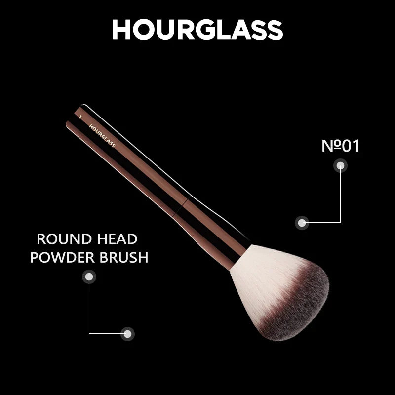 Hourglass Makeup Brush- No.1 Round Head Powder Brush Soft and Skin-friendly Fiber Hair Fashion Design Single Face Brush