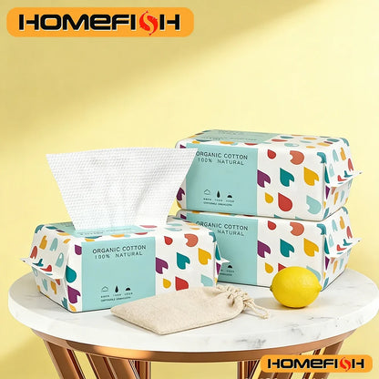 Soft Cotton Disposable Thick Face Towel - Dry Makeup Removing Cleanser Towelettes For Skin Care