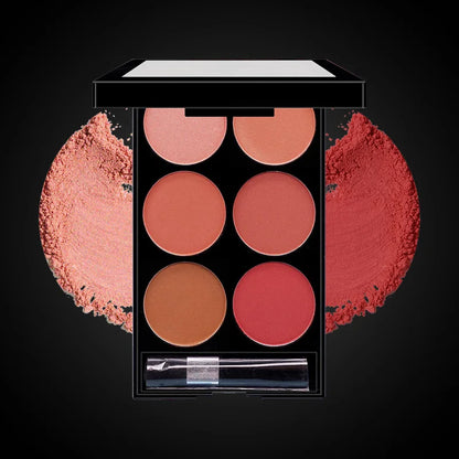 6-color blush and contouring all-in-one palette, pearlescent matte powder makeup palette