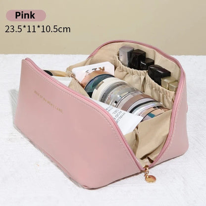 Large Capacity Cosmetic Bag Cosmetic Storage Bag PU Leather Portable Travel Toiletry Bag Women Cosmetic Bag Toiletries Organizer