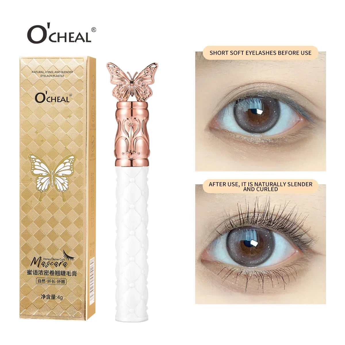 O'cheal 3D Silk Fiber Waterproof Mascara - Black Thickening