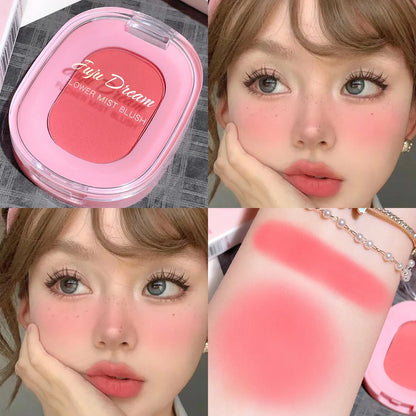 Monochrome flower mist blush powder fine matte brightens rouge natural nude powder pink trimming blush