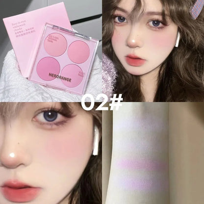 4 Colors Blush Powder Face Makeup Set Mixed Sweet Warm Colors Matte Cheek Powder Facial Beauty Cosmetic Makeup Blush