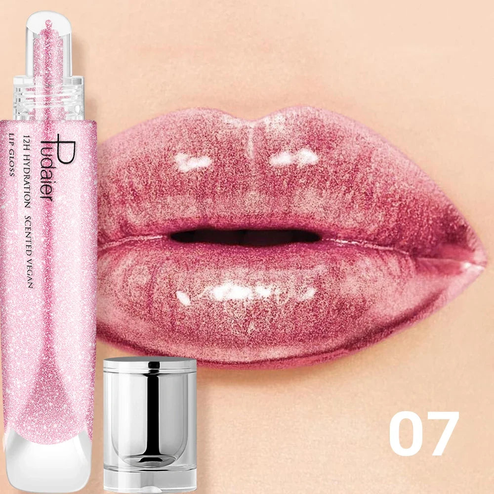 Pudaier mirror liquid lacquer lip gloss pearlescent lip glaze moisturizing lip plumping makeup
