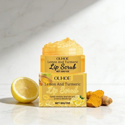 Moisturizing Lip Scrub Rich In Turmeric Lemon Extract Gentle Exfoliator Soften Lips Fade Lip Lines Brighten Lips Skin Care Cream