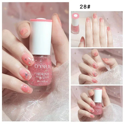 8ml Matte Waterproof No-bake Nail Polish Nail Art Tearable Quick Dry Normal Without Lamp Nail Polish Glitter Sequins UV Varnish