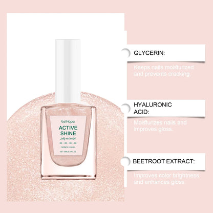 Jelly Nail Polish - Transparent Pink Water-Based Nail Polish, Autumn & Winter Shade, Skin-Whitening, Fine Glitter, Girly Pink