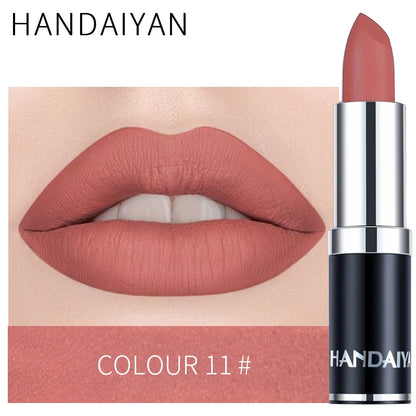 HANDAIYAN 12-color matte velvet lipstick long-lasting waterproof non-stick cup does not fall color lipstick lipstick