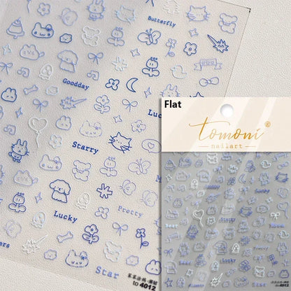 Cute Cat Eye Fishbone Animals Leopard Cat Ginger Cat Kitten Exclamation Point Paw Self Adhesive Nail Art Sticker Manicure Decals