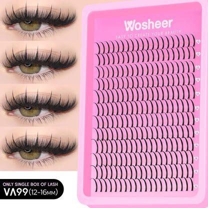 WOSHEER Lash Clusters Kit Lash Spikes Eyelash Clusters Volume Individual Lashes DIY Spiky Lash Extension Manga Clusters Eyelash