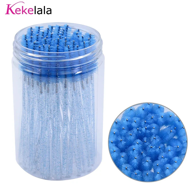 50Pcs/Bottle Eyelash Extension Brushes With Container Eyebrow  Eye Lash Mascara Wands Spoolies In Case Wholesale