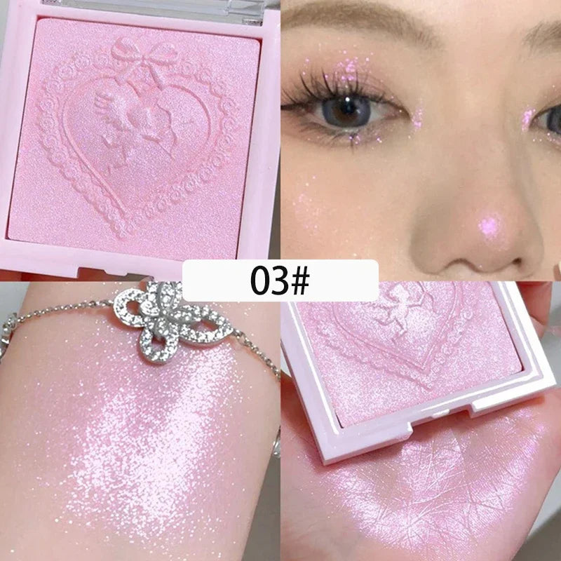Love Angel High Gloss Powder Highlighter Makeup Palette Peach Fairy Glitter Body Bronzer Highlight Contour Illuminator Makeup