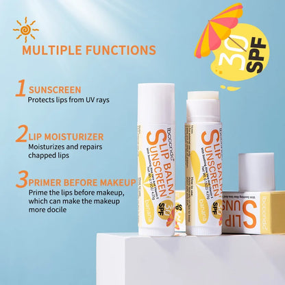 1 Piece Sunscreen Lip Balm SPF 30 UVA Protection Lips Moisturizer Watermelon Coconut Banana Flavor Colorless Lipstick Sun Care