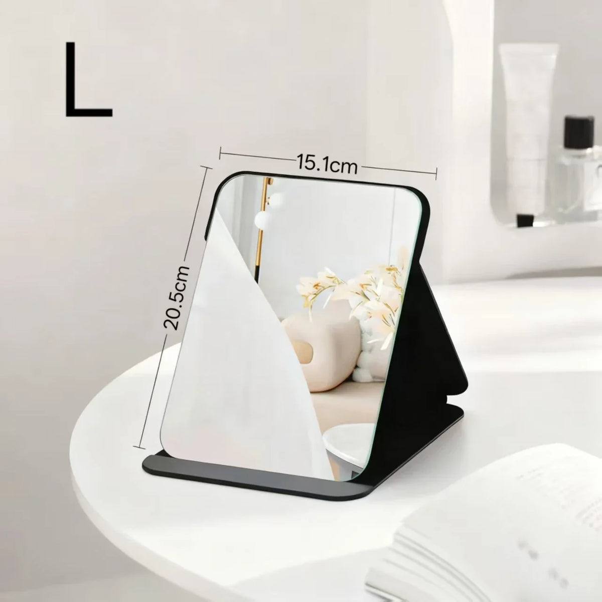 1PC Portable Compact Folding Makeup Mirror - Desktop Size, Suitable for Student Dormitories, Homes, with Storage Function