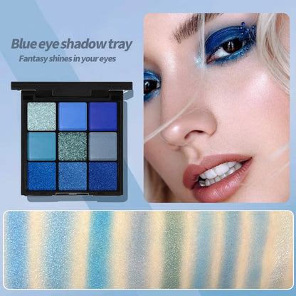9-Color Eyeshadow Palette Mini Bright Colors Matte Metallic Shimmering Glitter Waterproof Long-Lasting Eyeshadow Makeup Set