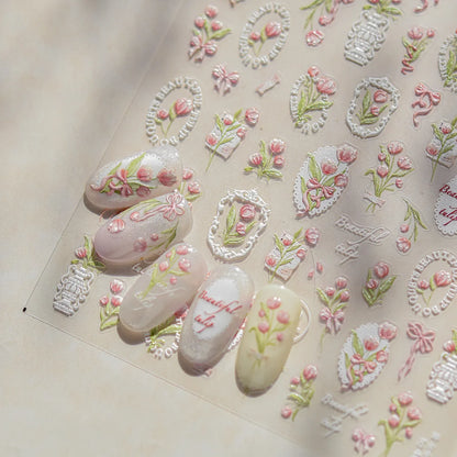 1pcs Dream Flower Window Shell Light Nail Art Stickers Japanese Flower Self Adhesive Stickers Press On Nails Decoration Decals