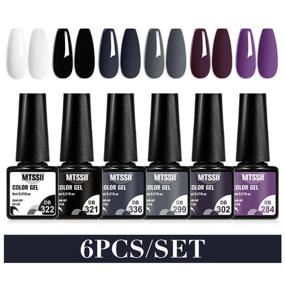 MTSSII 6PCS/Set Sparkly Red Roes Red Gel Nail Polish Shinning Nail Art LED UV Gel Varnish Nail Supplies Manicure Kit for Nails