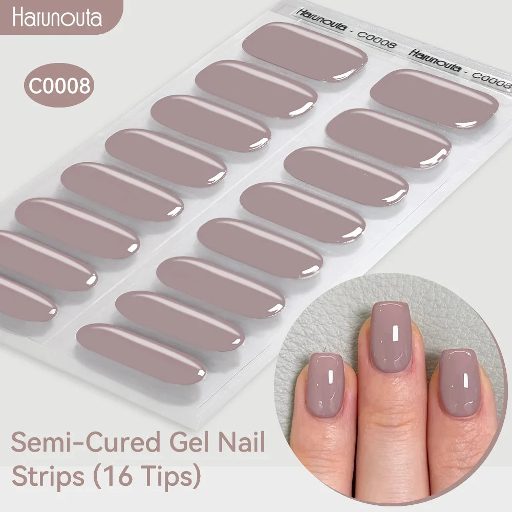 Gradient Auroras Semi Cured Gel Nail Strips Sparkly Shinning DIY Gel Polish Stickers for Nails Works with UV/LED Nail Lamps