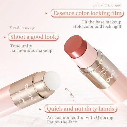 Multi-Use Cream Blush Stick For Eyes, Lips & Cheek, Nourishes & Moisturizes, Long-Wearing Blendable, Waterproof, Smooth Texture