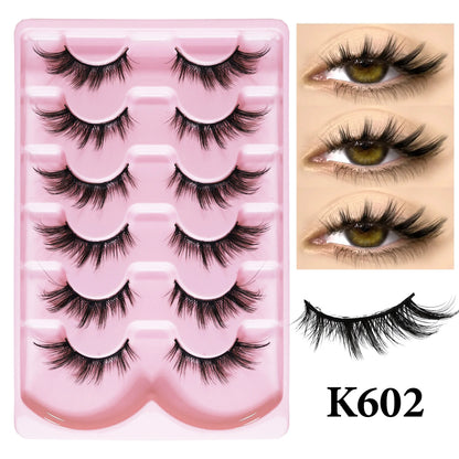MIOFIA New 5 Pairs Fake Lashes D Curl Fluffy Soft Volume Eyelash Extensions Natural Look 3D Faux Mink False Eyelashes Makeup